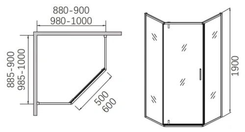 Душевой уголок CeramaLux CL1006-90 GREY