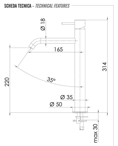 Смеситель для раковины Remer X Style X11LXLXV, сталь
