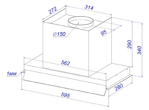 Вытяжка кухонная Zorg AERIA 1280 60 S черная