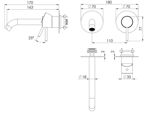 Смеситель для раковины Remer X-style X15PWBRP, медь брашированная