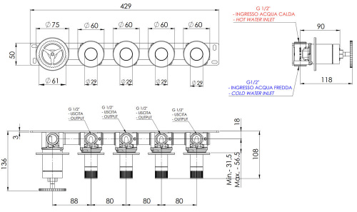 Смеситель для душа Remer Chrono CH98D4P