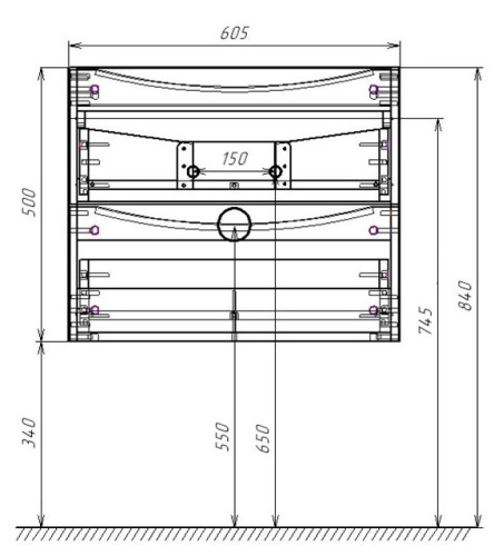 Тумба подвесная Vincea Mia 600 R.Wood VMC-2MC600RW