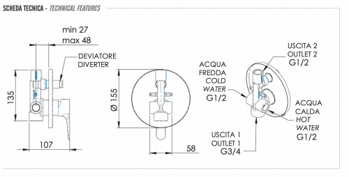 Смеситель для душа Remer Winner W09
