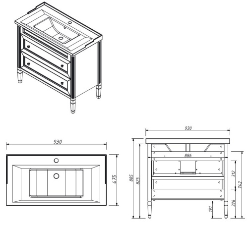 Тумба напольная Caprigo Albion Promo 90 33320-B077