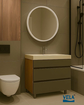 Тумба напольная Vela Мира Лайт 70Н под Classica (дуб/серый) TU2818