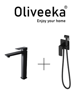 Гигиенический душ со смесителем Oliveeka OL-829003+239003-MB, черный матовый