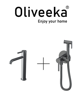 Гигиенический душ со смесителем Oliveeka OL-829902+88239017-BGM, мат.оружейный металл