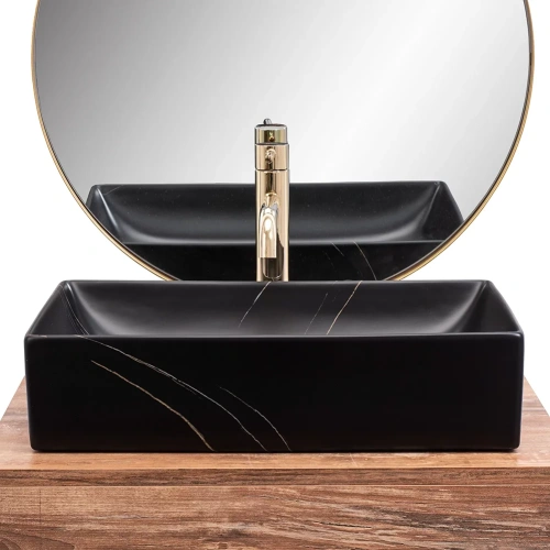 Умывальник Rea Inga black marble matt U8006