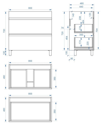 Тумба напольная Vela Мира 80Н под Gid TU272051