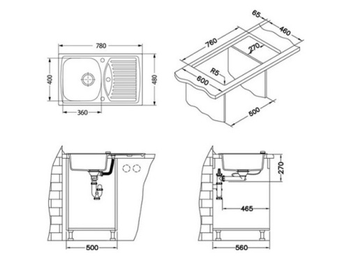 Мойка для кухни Alveus NIAGARA 70 Granital CARBON-G91 780x435x160 1089487