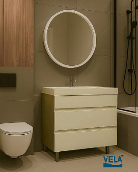 Тумба напольная Vela Мира Лайт 70Н под Classica (корпус бетон чикаго/фасад белый матовый) TU2814