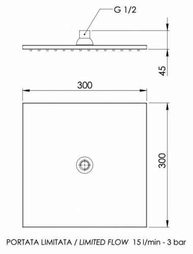 Верхний душ с шарнирным соединением 30 см Remer 359SSLVOX, бронза