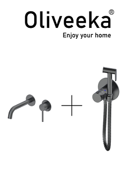 Гигиенический душ с термостатом со смесителем Oliveeka OL-829909+88869017-BGM, мат.оружейный металл