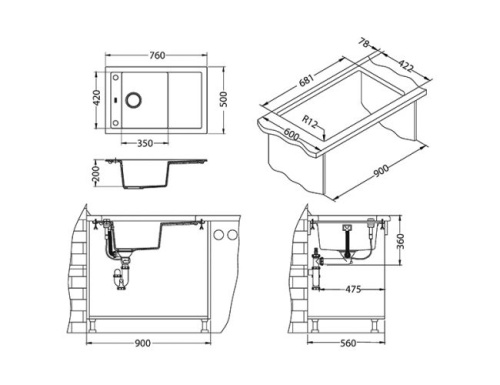 Мойка для кухни Alveus FORMIC 30 Granital+ PEBBLE-G02M 760x500 1108028