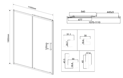 Душевая дверь Vincea City VDS-5CT110MT