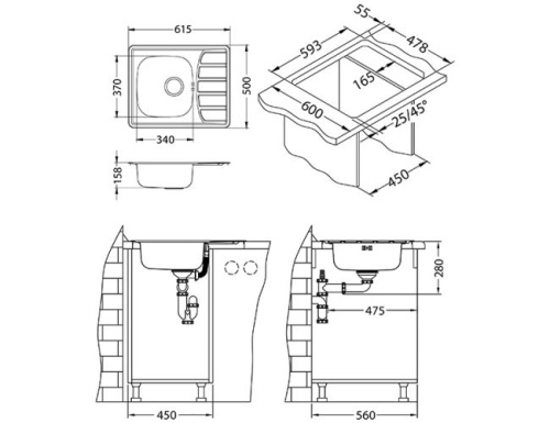Мойка для кухни Alveus ZOOM 10 NAT-90-061x50 1098940