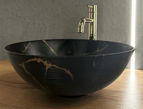 Умывальник Rea Stella Black Marble Brush U9086