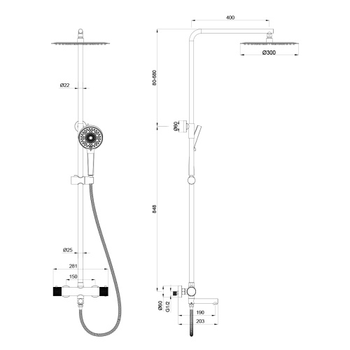 Душевая система Oliveeka OL-739902-CR
