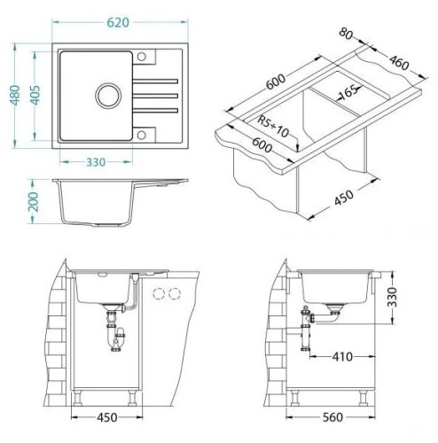 Мойка для кухни Alveus LUXAL 30L 1000x600 левая(S) 1149980