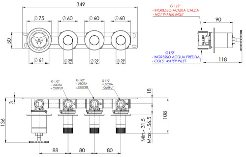 Смеситель для душа Remer Chrono CH98D3PNO, черный матовый