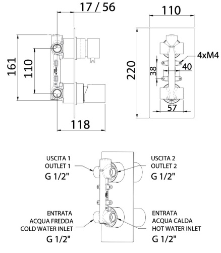 Смеситель для душа Remer Edge EG592NO, черный матовый