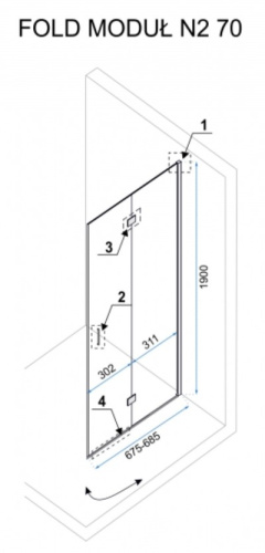 Душевая дверь Rea Fold Modul 70 K7444