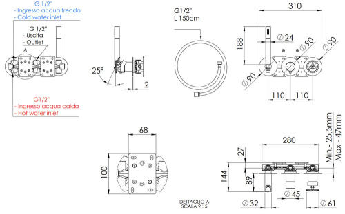 Смеситель для душа Remer Chrono CH97D2P