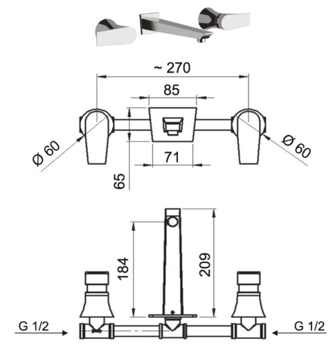 Смеситель для раковины Daniel Diva DV5022CR