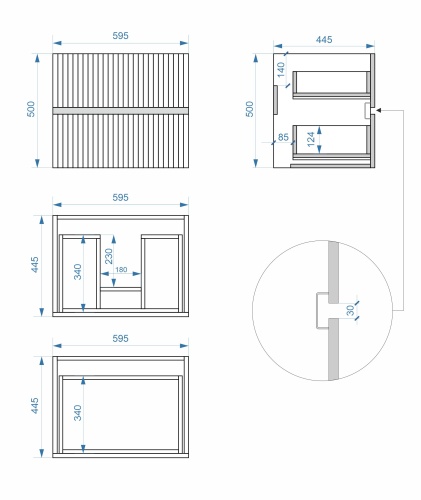 Тумба подвесная Vela Волна 60П под Classica (белый мат) черный гола TU0119