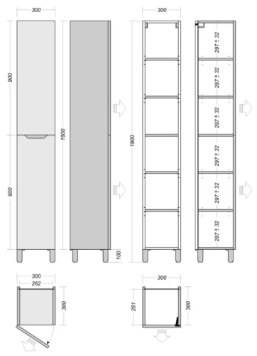 Пенал напольный Vela Верона 30Н (двери) петли левые RS633475