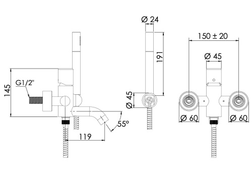 Смеситель для ванны Daniel Trilogy TG610CR
