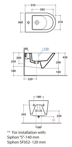Биде подвесное Globo FORTY3 FOS09BO