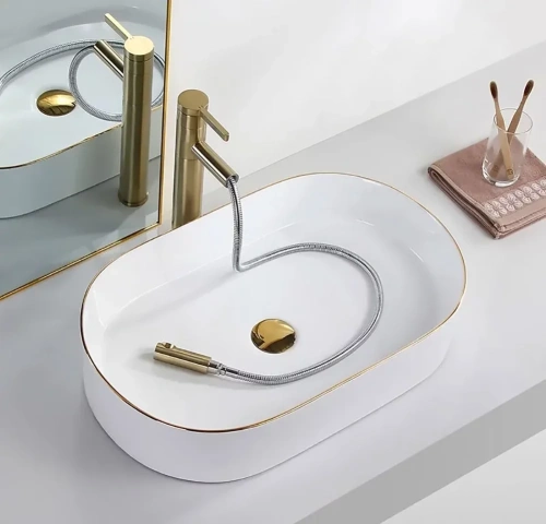 Умывальник Rea Nadia gold edge U1063