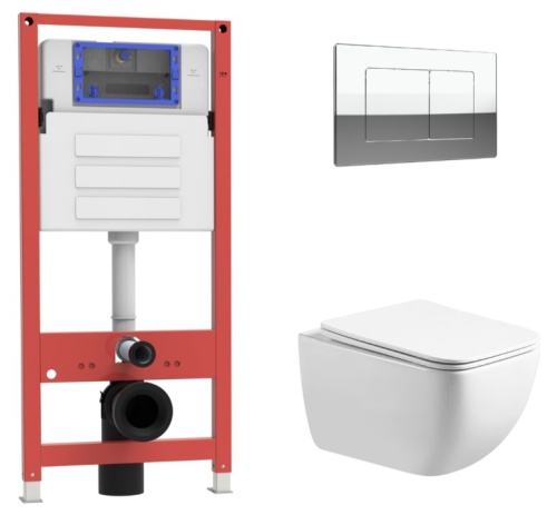 Комплект Oliveeka инсталляция OL-MQ-003 с унитазом OL-1216 и кнопкой OL-E12-CR