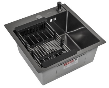 Комплект Arfeka Eco AR мойка 450*450 (настольная), коландер, дозатор black decor