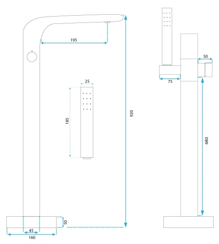 Смеситель для ванны Rea Clark gold B5302