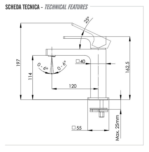 Смеситель для раковины Remer Absolute AU12NO, чёрный матовый