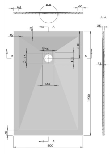 Душевой поддон Vincea VST-4SR8012G