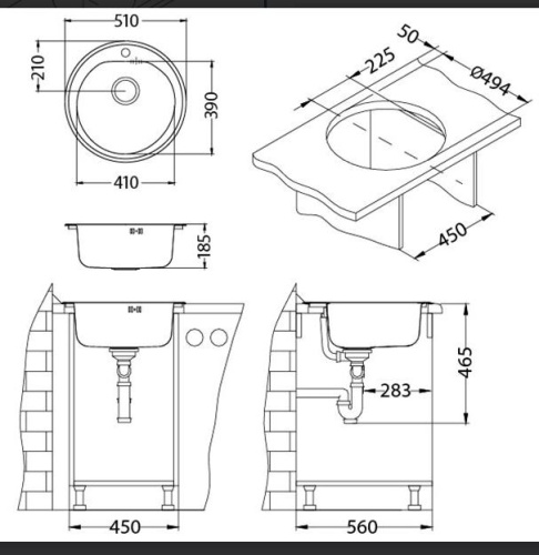 Мойка для кухни Alveus FORM 30 NAT-90 FI 510x185 1135382