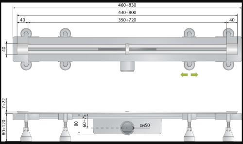 Душевой трап OMP Tea Sumisura 80 см 983.201.8