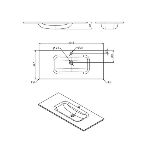 Умывальник Caprigo Novara 105 GC18R 35914