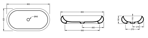 Раковина накладная 80x42 см GSG Ceramic Design Petra PELAV80031, Salvia Matt