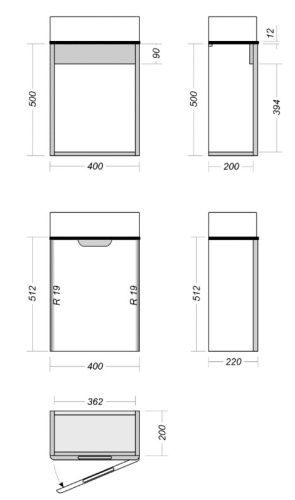 Тумба подвесная Vela Венеция мини под Bio 400 правые петли TU270631 Тумба подвесная Vela Венеция мини под Bio 400 правые петли TU270631
