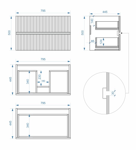 Тумба подвесная Vela Волна 80П под Classica (черный мат) черный гола TU2281