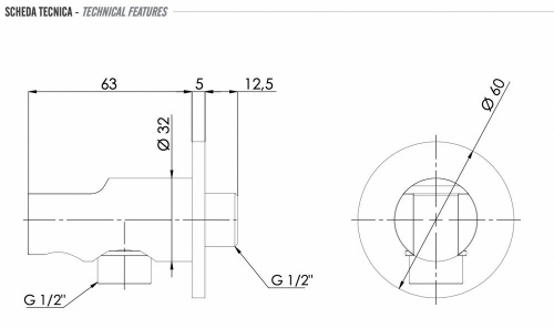 Держатель ручного душа с подключением Remer 337MDO, золото глянцевое