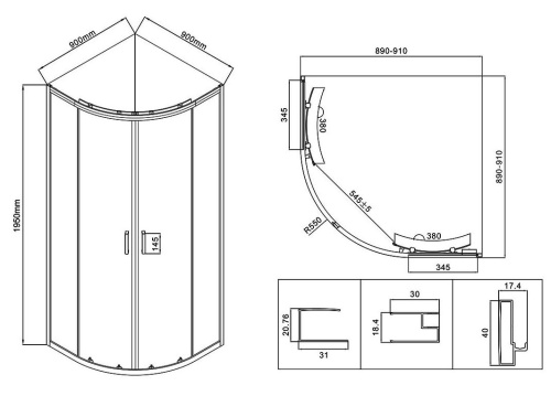 Душевой уголок Vincea City VSQ-5CT900CL