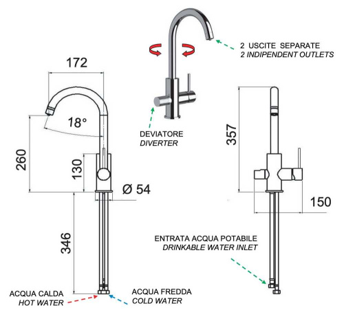 Смеситель для кухни Remer X Style N792DWBG, золото брашированное