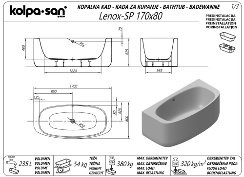 Ванна акриловая Kolpa-San Lenox SP 170Х80