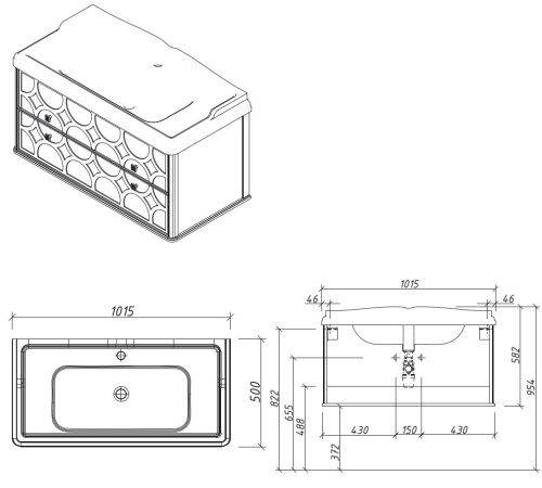 Тумба подвесная Caprigo Caprice 100 25115-021.000.00.05