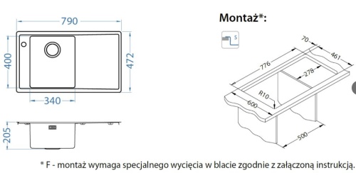 Мойка для кухни Alveus STRICTO 10L new KMB 790x472 левая 1149530